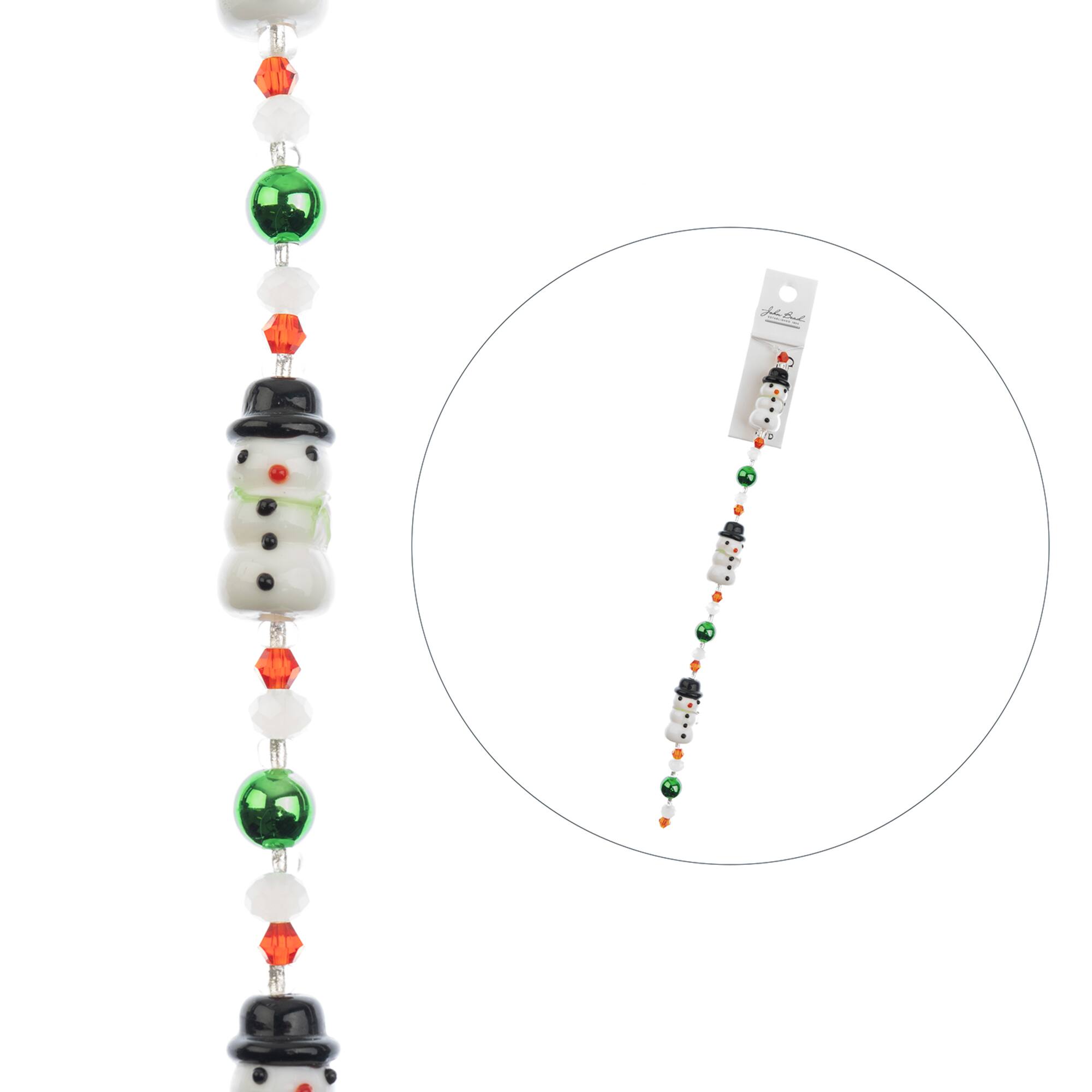 Crystal Lane DIY 7" Lampwork Designer Holiday Glass Bead Strand
